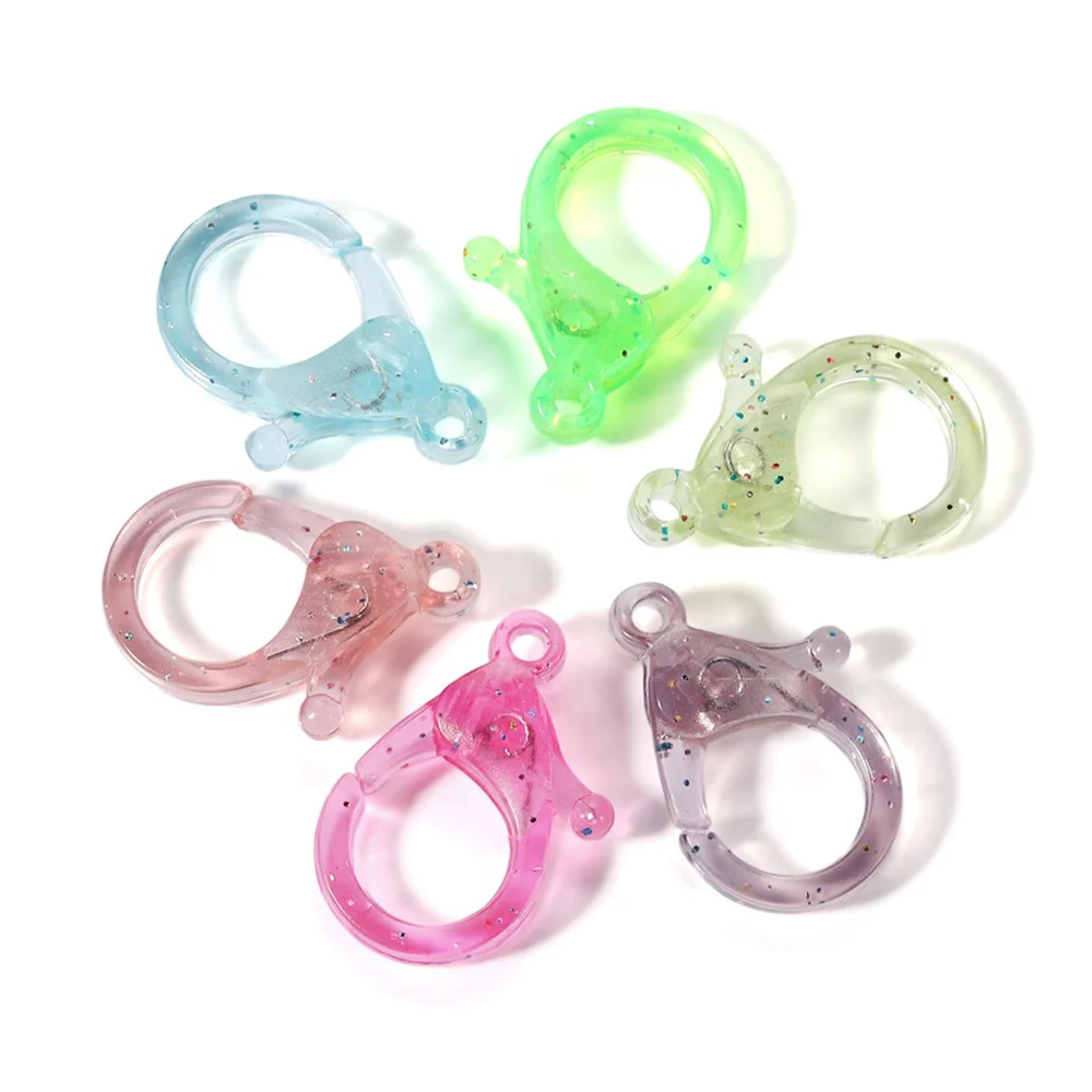 30Pcs/Lot Transparent Plastic Lobster Clasp Hook Key Chain Clips Connector For Key Chain DIY Jewelry Making Supplies Accessories