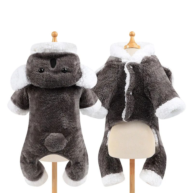 Двойной утепленный костюм для кошки, собаки для животных зимний комбинезон для животных для маленьких собак чихуахуа Ши-тцу комбинезоны одежда для щенков пальто для собак - Цвет: Gray Koala