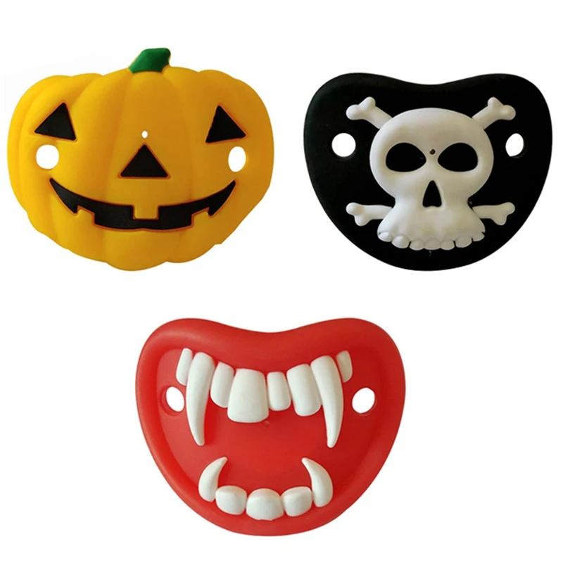 Food Grade Silicone Baby Pacifier Newborn Infant Dummy Pacifiers Skull Pumpkin Halloween Silicone Baby Nipple For Feeding