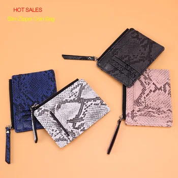 

Fashion Python Pattern Zi[pper Coin Bag Slim Wallet Women Charming Colorful Python Zipper Short Card Wallet Purses