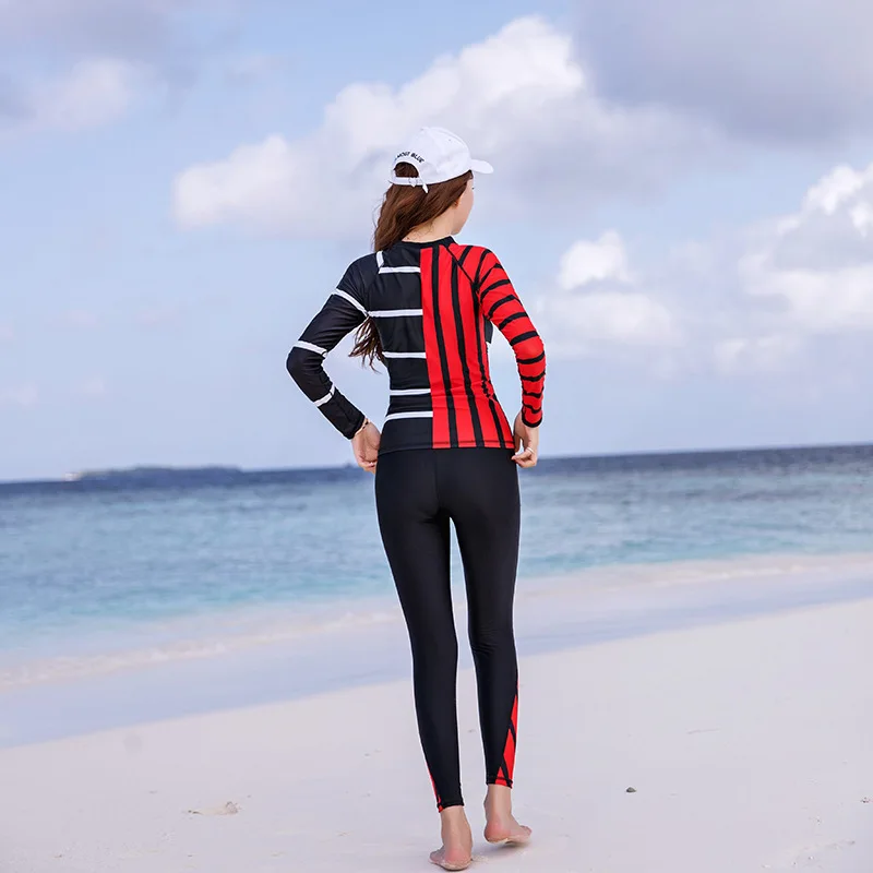 

Two-piece Swimsuits Women's Conservative Belly Covering Slimming Bubble Hot Spring Swimwear Long Sleeve Sun-resistant Swimwear S