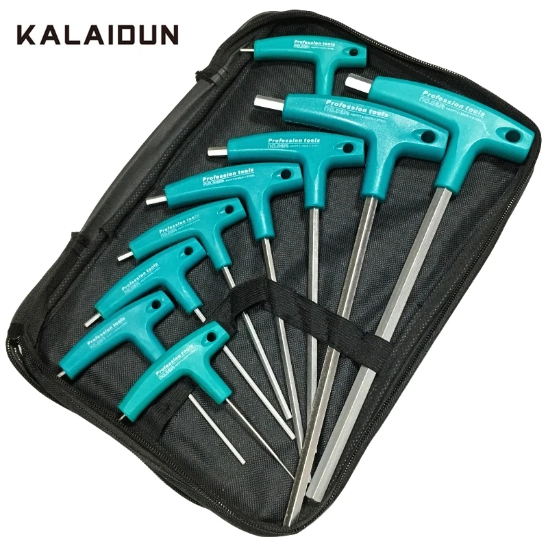 KALAIDUN-Conjunto de Llaves hexagonales Allen, llave en T de cabeza plana, destornillador hexagonal, herramientas de mano, Reapair para motocicleta, 6/9 Uds.