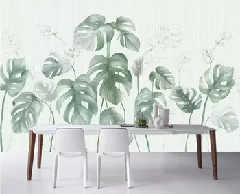

CJSIR Nordic Retro Fresh Palm Banana Leaf TV Background Wall 3d Home Decoration Living Room Bedroom Background 3d Wallpaper