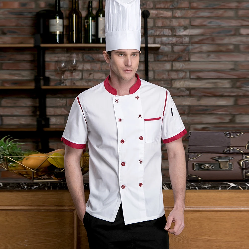 Wholesale Unisex Breathable Cook Wear Chef Jackets Kitchen Chef Uniform Bakery Food Service Short Sleeve restaurant uniforms new