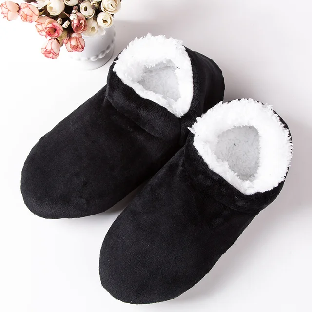 Lowest Price Online Winter house Slippers For Men Suede Plush Floor Slippers Lazy Shoes Home Slippers Big size 47 Male slippers black
