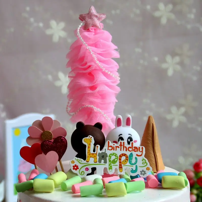 Рождественская сетка ткань дерево торт Топпер десерт украшения декоративные