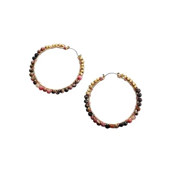 

Rainbow Natural Stone Beads Circle Earrings Bohemia Style Gems Stones Handmade Earrings 2020 Hoop Earrings for Women WX1727