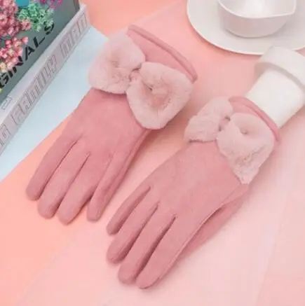 VISNXGI дизайн модные женские перчатки осень зима милые кнопки теплые митенки полный палец варежки женские кашемировые женские перчатки - Цвет: New 3 Pink