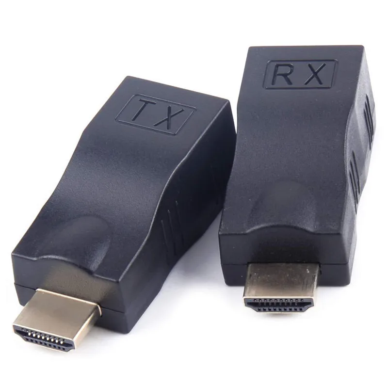 Bundwin 1 пара HDMI удлинитель 4 к HDMI 1,4 30 м удлинитель для RJ45 по Cat 5e/6 сетевой LAN Ethernet адаптер для HDTV HDPC - Цвет: Черный