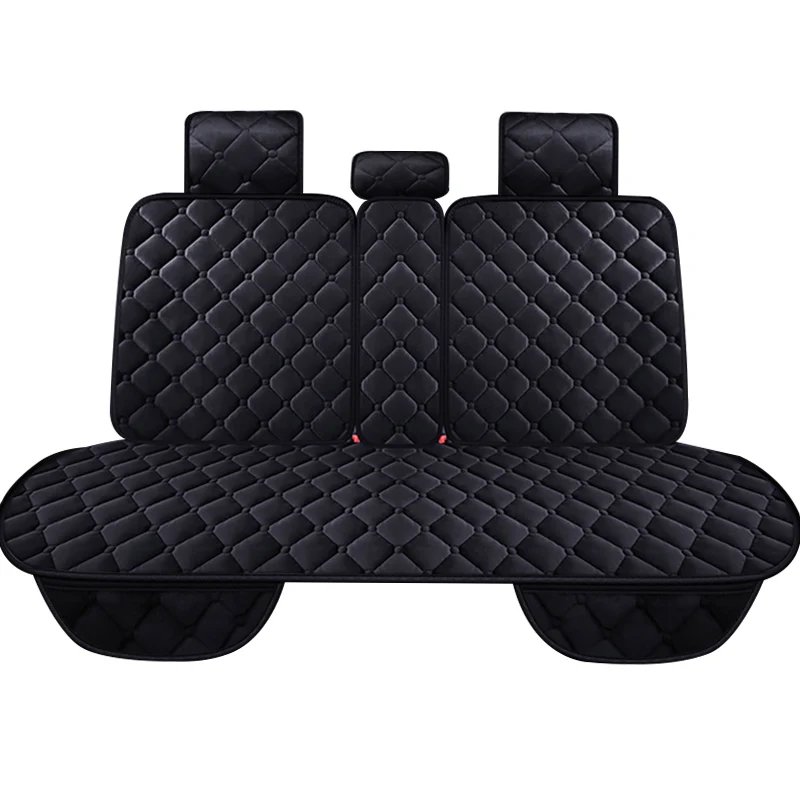 Универсальный чехол для автомобильных сидений Зимние теплые плюшевые автомобильные передние задние сиденья подушки Защитные чехлы на сиденье автомобиля накладка интерьерные аксессуары - Название цвета: Rear Black 1pc
