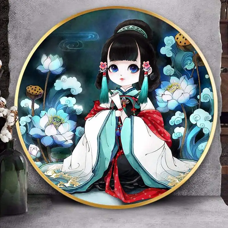 Cross Stitch Kit Embroidery Hoop Cross Stitch Tools Lotus fairy Cross stitch kits Needlework Sets With Printed Pattern 11CT for Home Decor Painting Classical girl Full Embroidery