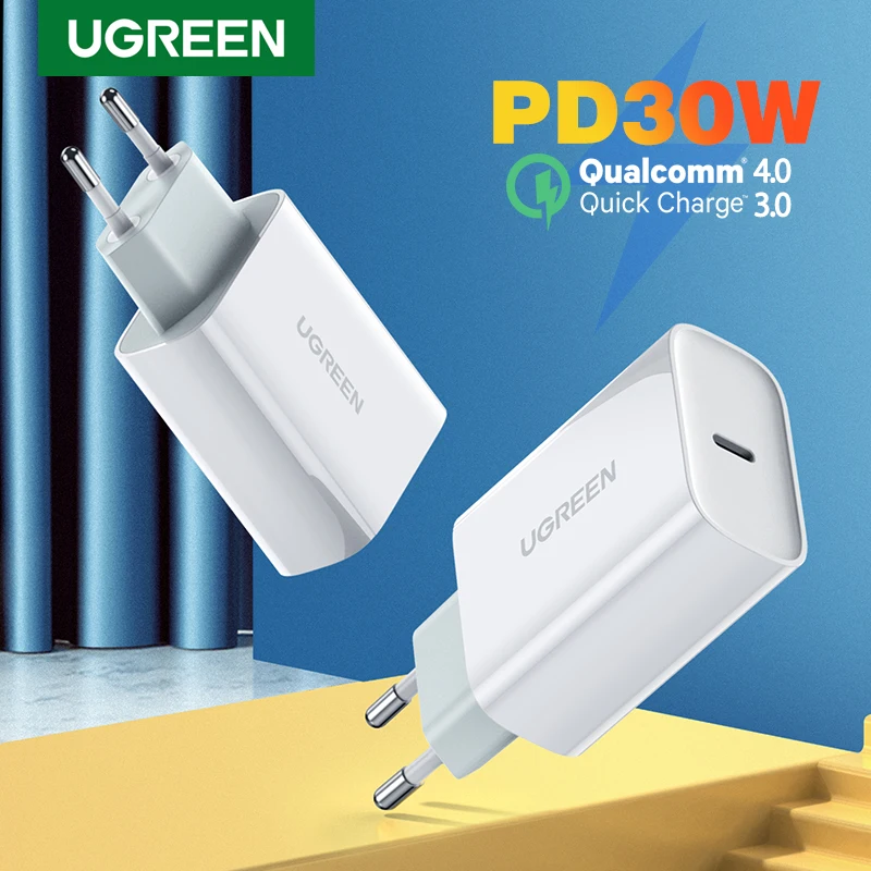 Ugreen PD Charger 30W USB Type C Fast Charger for iPhone 14 13 Pro Macbook Phone