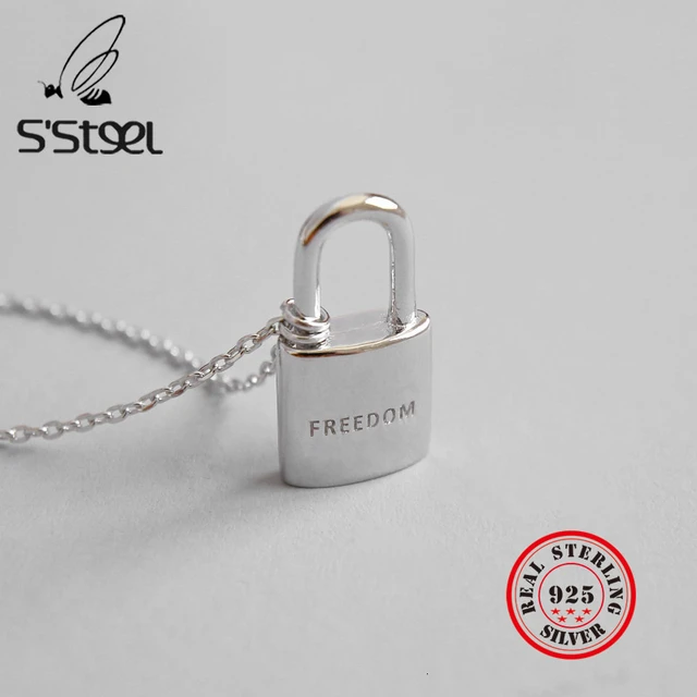 Sterling Silver Lock Pendant Necklace