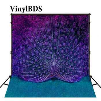 

VinylBDS Romantic Outdoor Wedding Backdrop Baby Beautiful Peacock Tail Backgrounds Princess Backdrop for Children Photo Studio