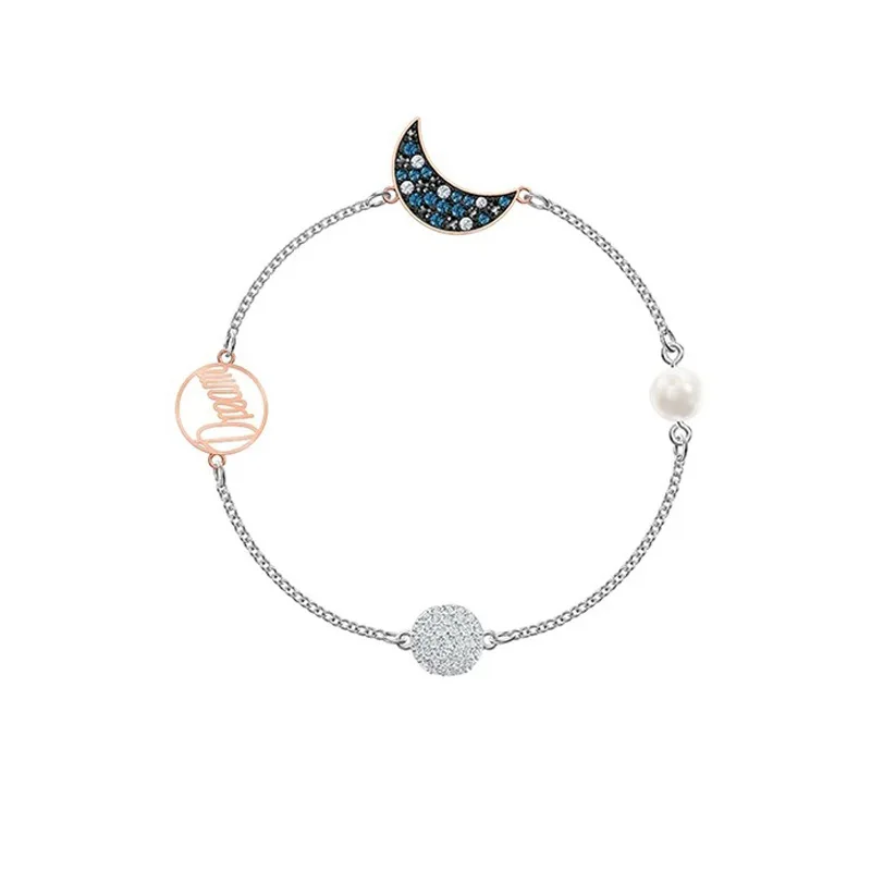 Серебряный браслет невидимая магнитная пряжка голубая луна женщины таинственная планета Романтические звезды