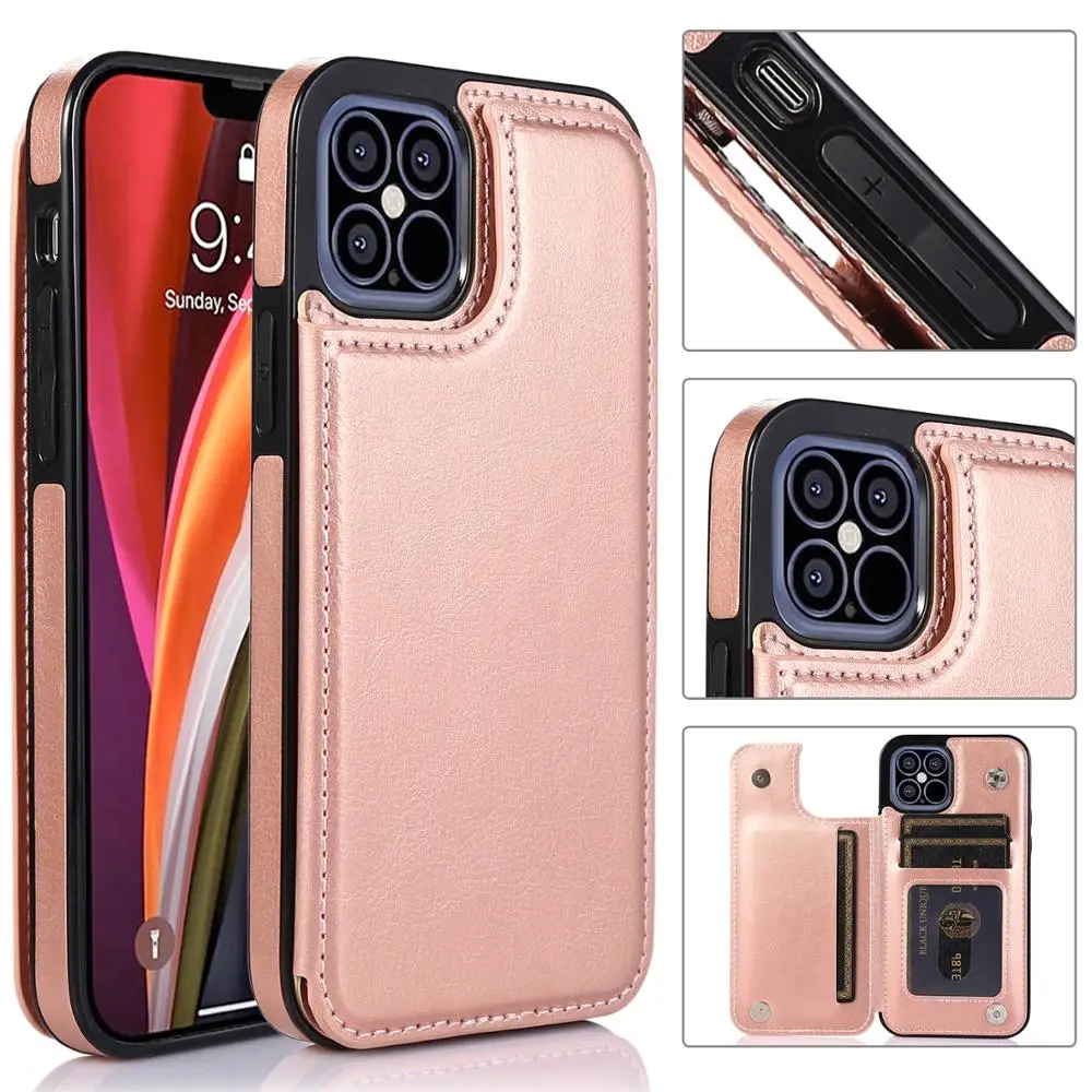 Двухслойный Кожаный флип чехол с пряжкой для iPhone 12 11 Pro Max XS XR X 6 6S 7 8 Plus SE