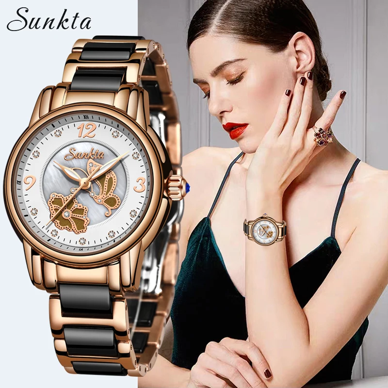 

SUNTKA Elegant Woman Watch Luxury Brand Female Wristwatch Waterproof Japan Quartz Watches for Women Girl Clocks Relogio Feminino