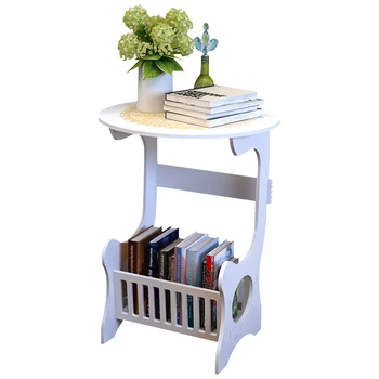 

European Style Wood-Plastic Round CoffeeTable Multifunction Modern Coffee Table DIY Installation Waterpoof White Storage
