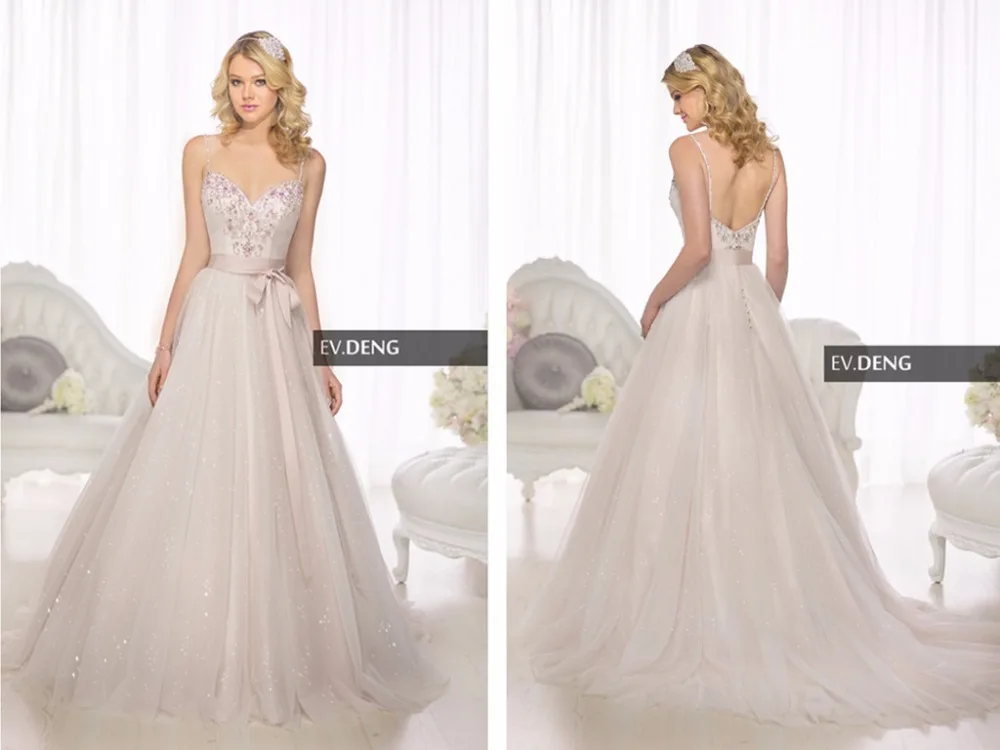 Robe de mariage sashes Casamento vestido de noiva ТРАПЕЦИЕВИДНОЕ свадебное платье с бисером горячая Распродажа свадебное с блестками платье