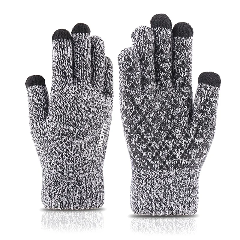 Зимние мягкие Нескользящие шерстяные перчатки теплые вязаные мужские перчатки с сенсорным экраном