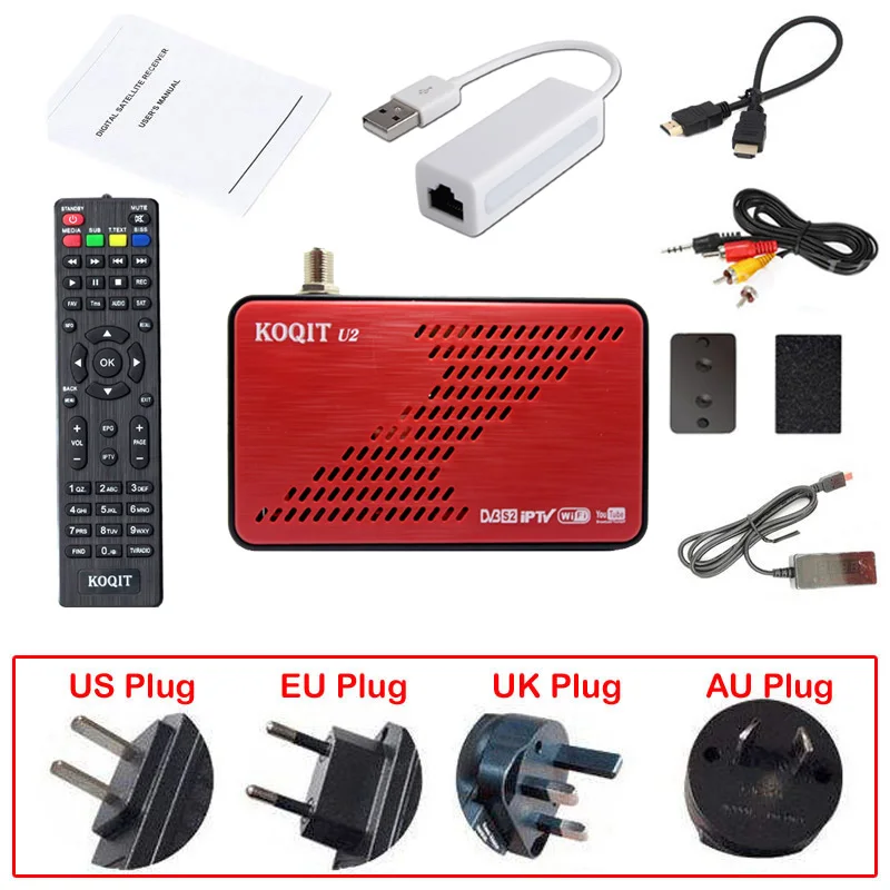 U2 With RJ45 Koqit u2 satellit receiv DVB-S2 DVB-S2X спутниковый ТВ приемник iP tv wifi Finder DVB S2 декодер Scam/iks Biss VU Youtube - Цвет: U2 With RJ45