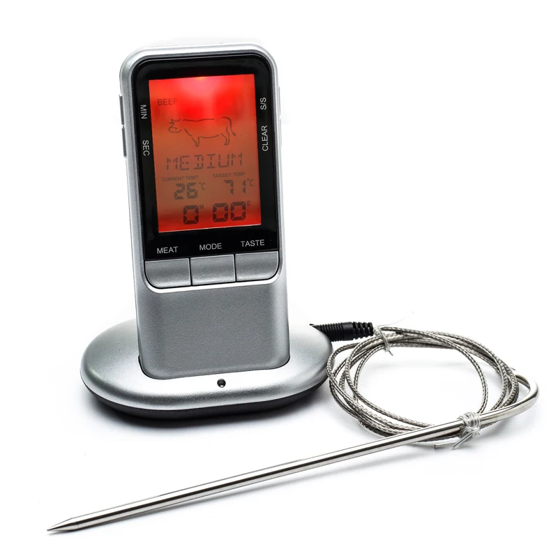 

Wireless Remote Food Thermometer Kitchen Cooking/Bbq Grill Smoker Meat Thermometer with Sensor Probe,Temperature Gauge&Alert