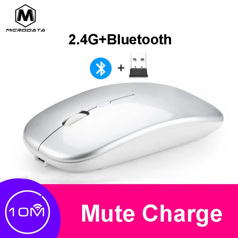 Беспроводная мышь для микроданных 2,4G, Bluetooth 5,0, USB, бесшумная мышь для компьютера, ноутбука, зарядная мышь для samsung, Xiaomi, huawei - Цвет: Mouse Sliver