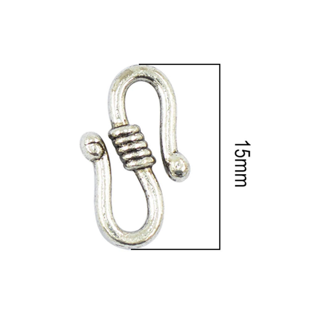 100x 15x8mm Alloy Antique Tibetan silver color S Hook Connectors Clasps Necklace Clasp Bracelet Clasp DIY Jewelry Findings Accessories