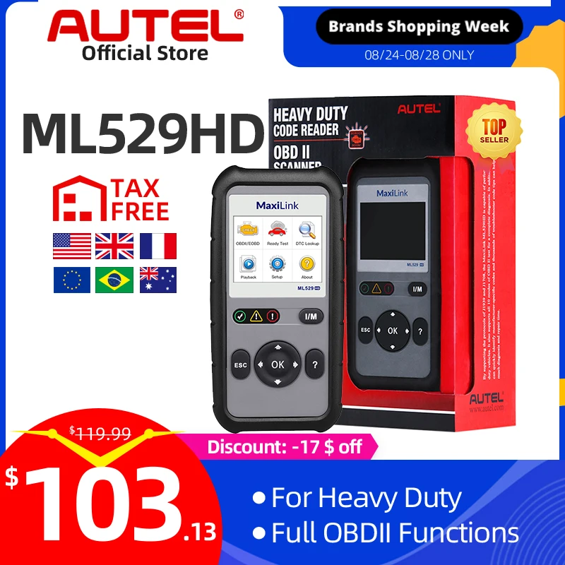 Autel MaxiLink ML529HD инструмент для сканирования улучшенный режим 6 OBD2 автоматический
