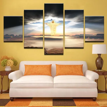 

5 Pieces HD Print Modern Canvas Painting Jesus Christ Bedroom Decorative Painting Wall Pictures for Living Room