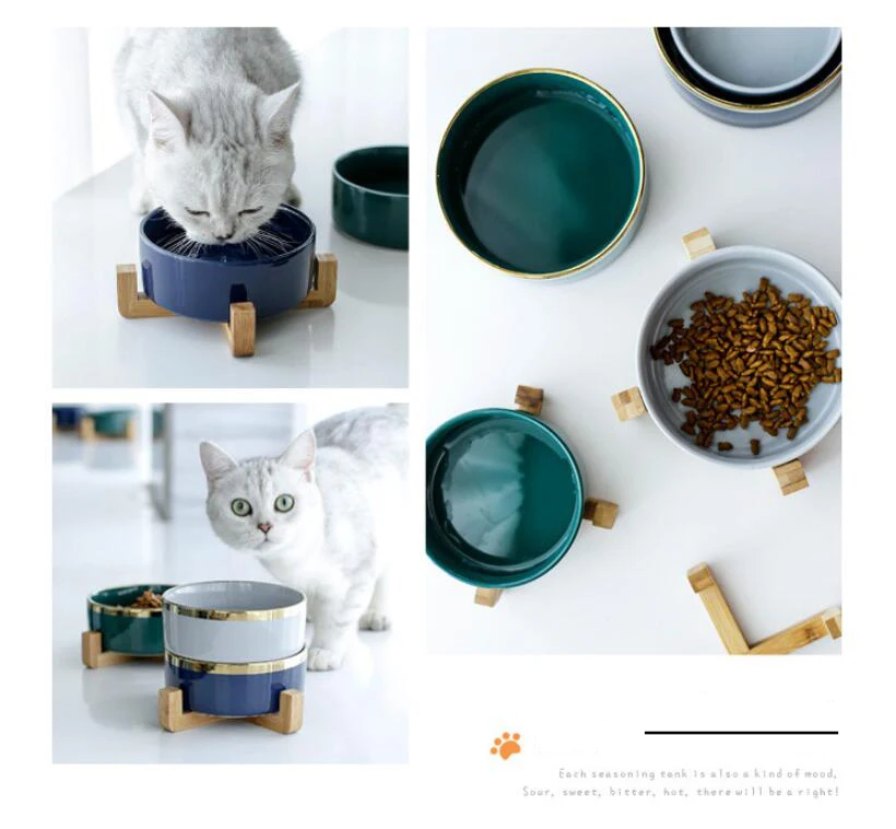 Techome высококачественная керамическая миска для кошки Pet миска для еды кошки золотая линия фарфоровая миска для собаки, домашних животных, миска Популярные Товары для домашних животных
