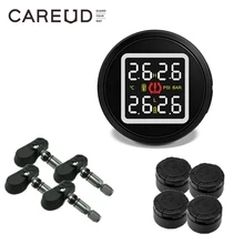 CAREUD TPMS Sistema de Monitoramento de Pressão Dos Pneus e Temperatura Do Carro Cigarro Tipo Mais Leve com 4 Externo/Interno Sensores