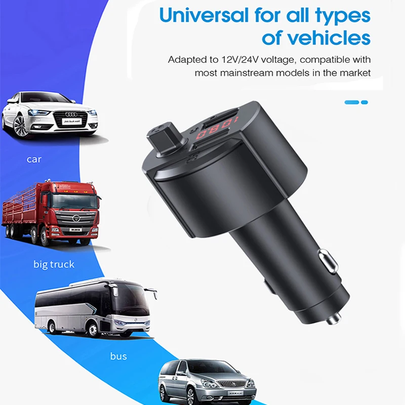 SRUIK Bluetooth fm-передатчик 3.1A двойной USB зарядка Bluetooth передатчик автомобильный Hands-Free TF карта музыкальный плеер Автомобильный телефон зарядка