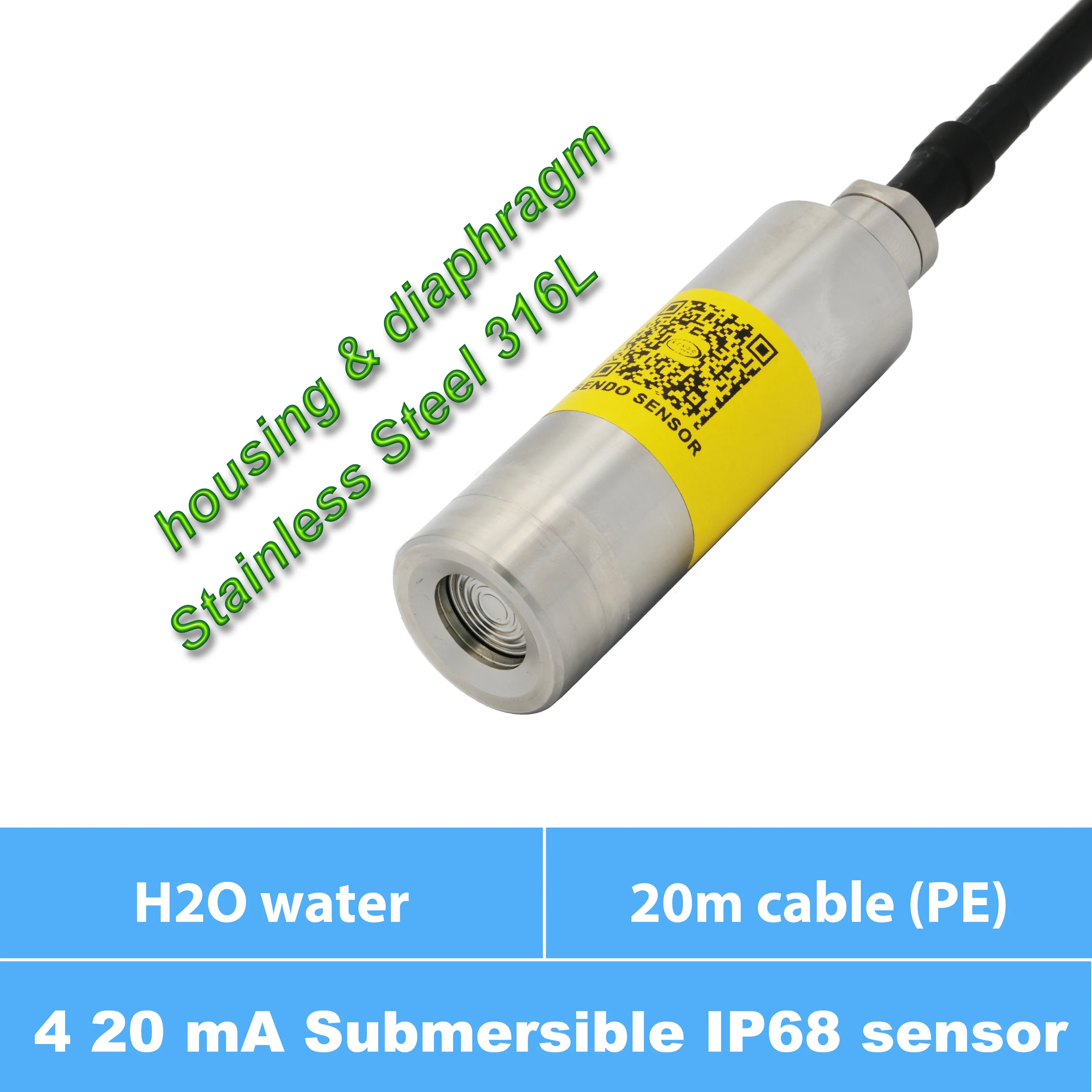 

Погружной Датчик давления 20 м 10 м ПЭ Кабель датчик уровня воды 1 м 2 м 5 м, 10 м, IP 68, 4 20 мА, диафрагма корпуса AISI 316L