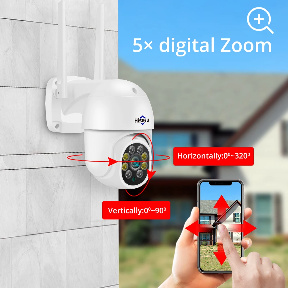 Hiseeu 3MP Wireless PTZ Speed Dome IP Camera WiFi Outdoor Two-way Audio CCTV Security 2MP 5MP Smart Video Surveillance Camera