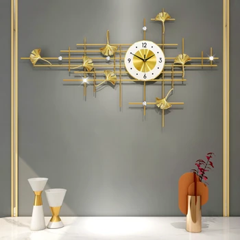 Relojes creativos De Pared nórdicos, mecanismo De Metal para sala De estar, Relojes De Pared dorada De lujo, Reloj moderno, decoración del hogar DG50WC