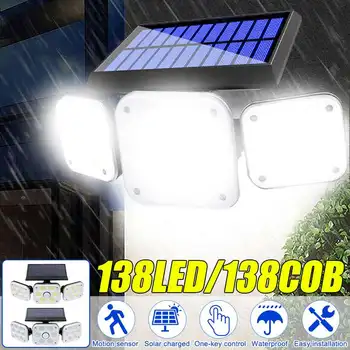 

138LED Solar Light Dual Head Solar Lamp PIR Motion Sensor Spotlight Waterproof Outdoor Adjustable Angle Lights for Garden Wall
