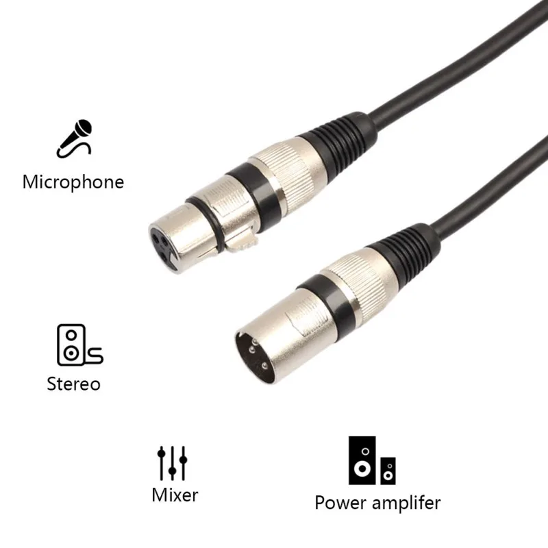 

1.8m Audio 6ft Patch Cable Cords DMX With 3-Pin Signal XLR Male To Female Connector Support For Microphone Stage Light