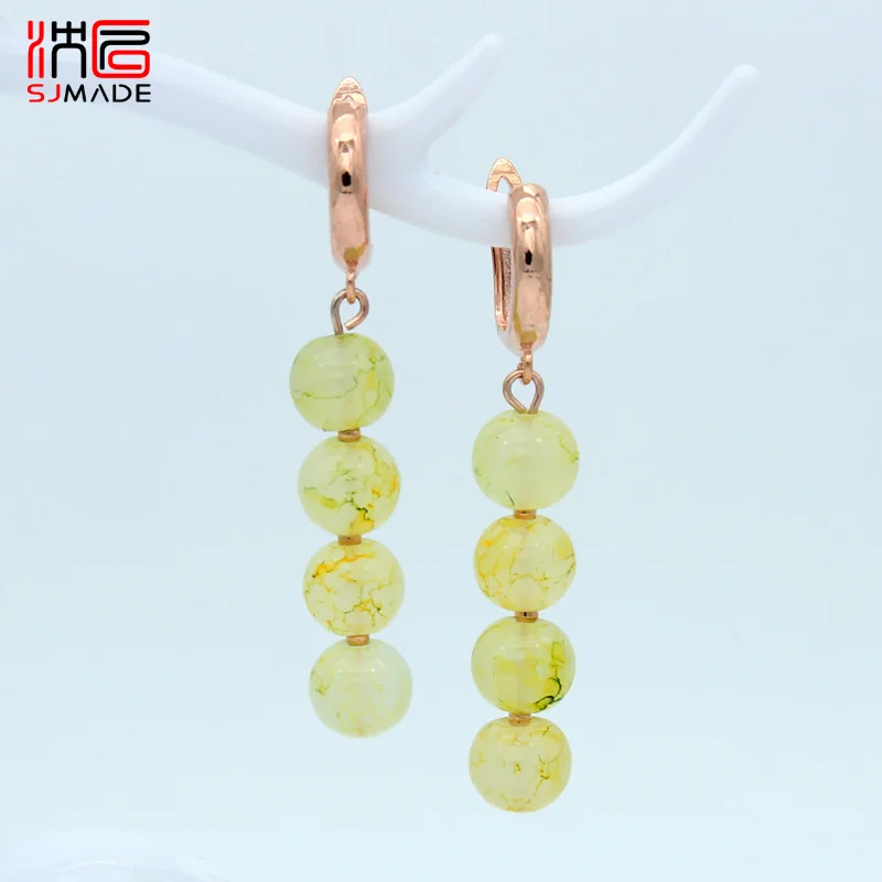 Женские серьги с цветными стеклянными бусинами SJMADE японские и южнокорейские