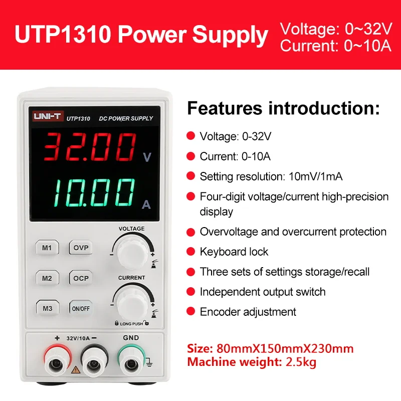 UNI-T UTP1310 DC Lab Power Supply 32V 10A Current Adjustable 4