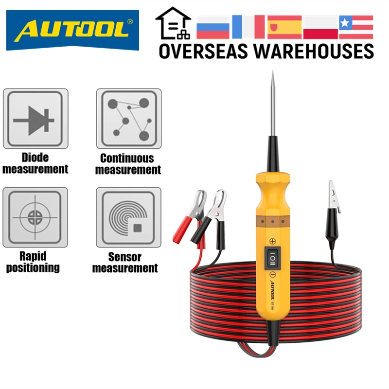 AUTOOL BT160 Car Circuit Electrical Tester Power Probe 12 24v Diode Continuous Sensor Measurement Rapid Positioning Diagnostic | Автомобили