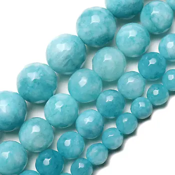 

Natural Stone Sky Blue Chalcedony Jades Beads Round Loose Spacer Beads For Jewelry Making 6/8/10/12mm DIY Handmade Bracelets