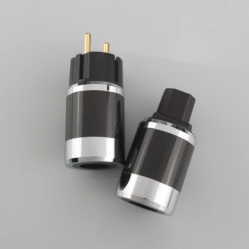 fibra de carbono, conector fêmea iec de graduação de áudio diy