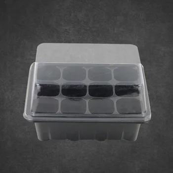 

Seedling Tray Sprout Plate 12 Cavity Nursery Pots Tray Lids Box For Gardening Bonsai 19 x 15 x 9.5CM (Black)