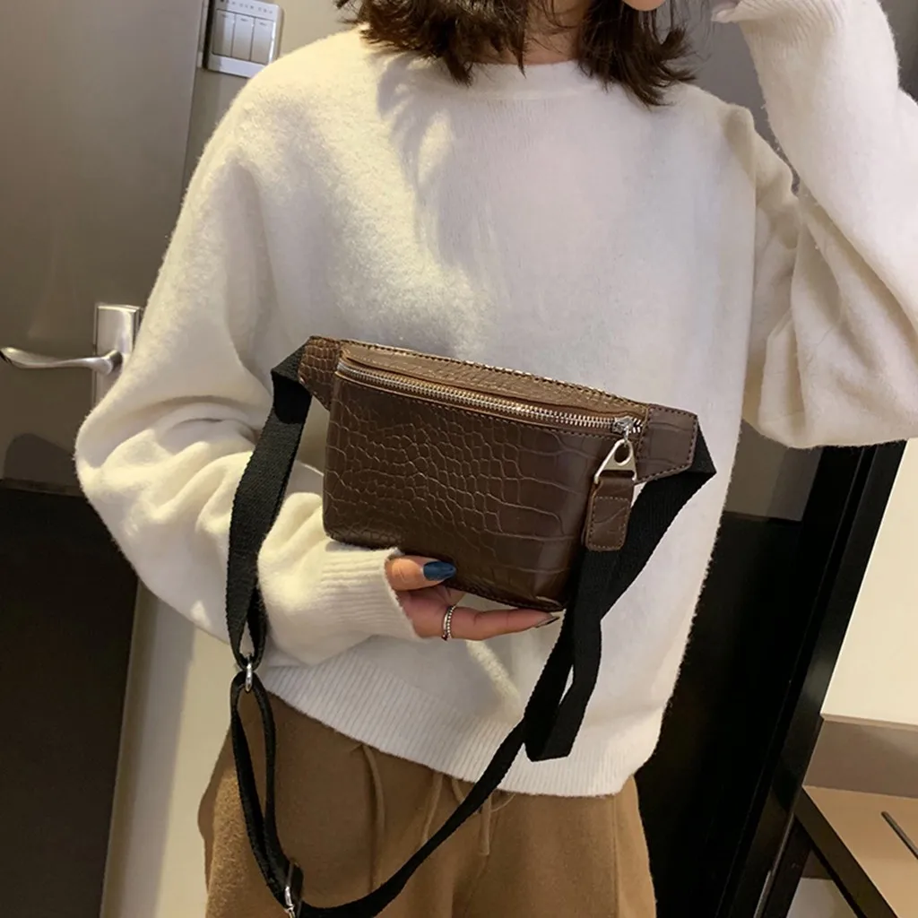 Women's waist bag crocodile leather belt multicolor chest bag fanny pack high quality handbag сумка на пояс поясная сумка#GEX