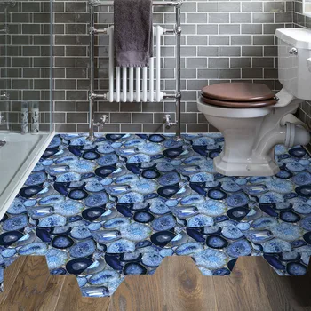 

10pcs/set Marble Pattern Hexagon Tiles Floor Wall Sticker Home Decor Living Room Kitchen Bathroom Non-slip Mat Art Wall Decals