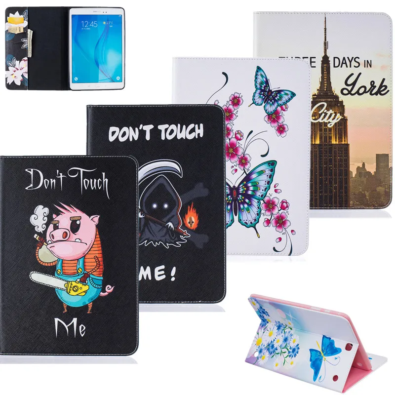 Pig Bear Flowers Print Cover Case For Samsung Galaxy Tab A 8.0 T350 T355 SM-T355 8'' Tablet with Card Slot/ Stand Function |