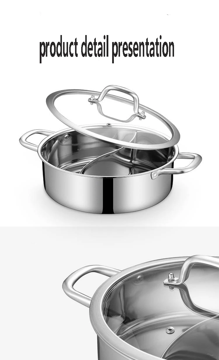 Нержавеющая сталь Shabu-shabu бытовой с крышкой горячий горшок суп горшок Газовая специальная кастрюля горячий горшок котелок, кухонная посуда горшок Ollas De
