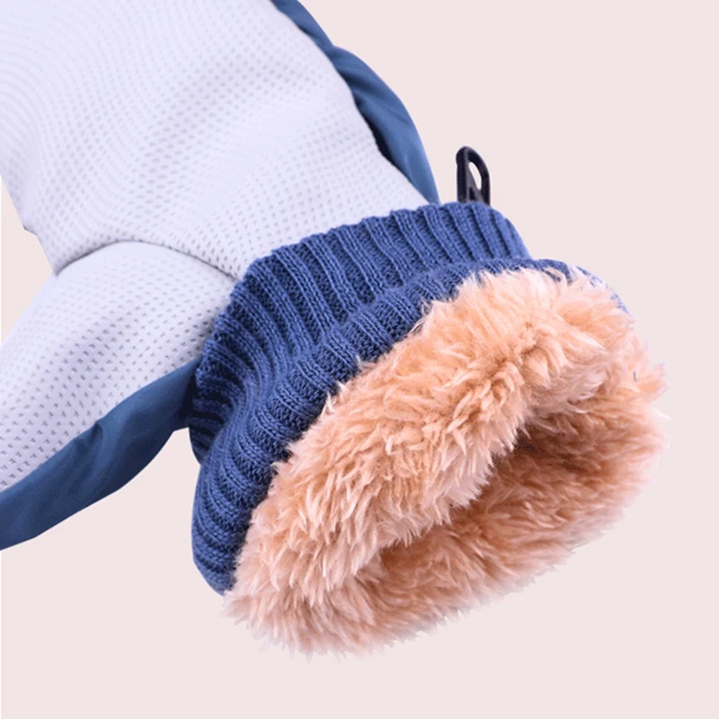Hot Cartoon Thicken Non-slip Boys Girls Snow Mittens Plush Velvet Kids Ski Gloves Windproof Waterproof Children Snowboard Gloves