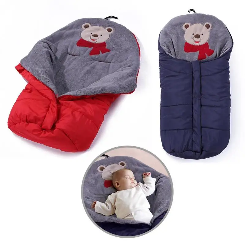 

Baby Waterproof Sleeping Bag Polyester Fibers Coral Velvet One-way Fastener Thick Cover with Zip Universal Stroller Accessories